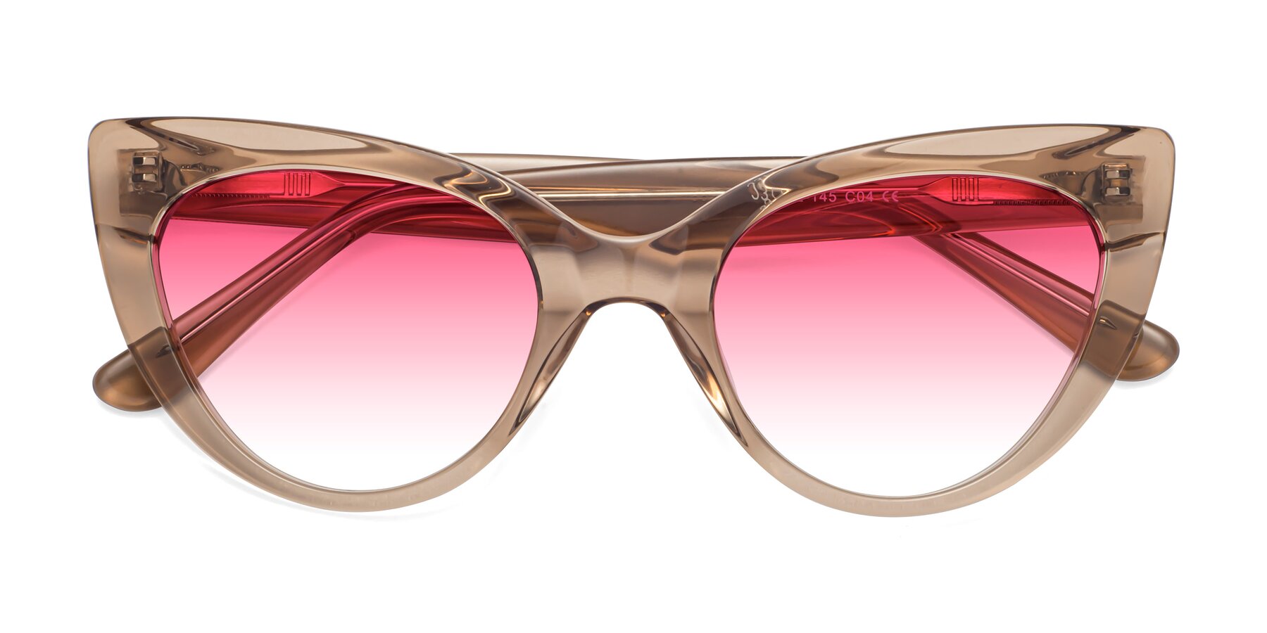 Folded Front of Tiesi in Caramel with Pink Gradient Lenses