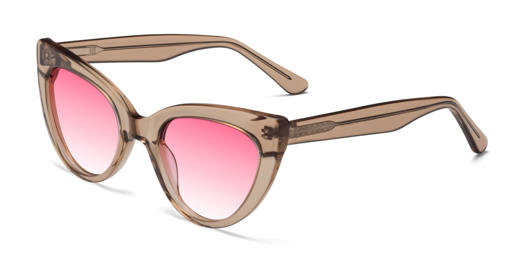 Angle of Tiesi in Caramel with Pink Gradient Lenses
