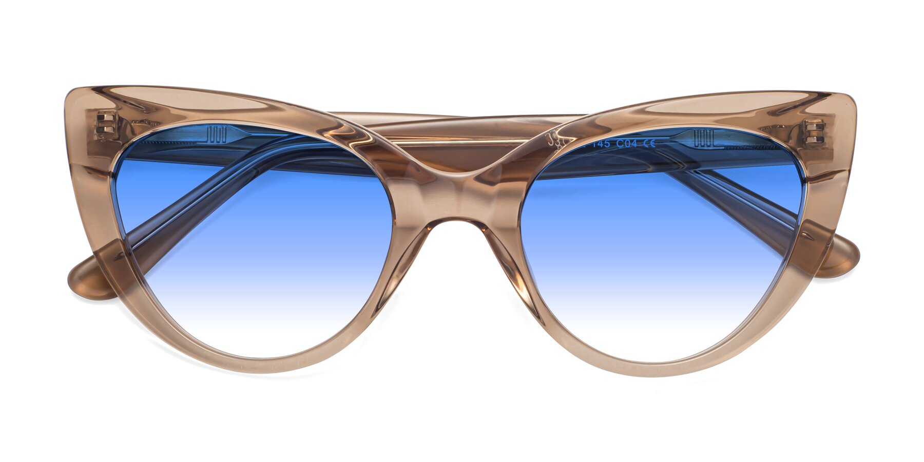 Folded Front of Tiesi in Caramel with Blue Gradient Lenses