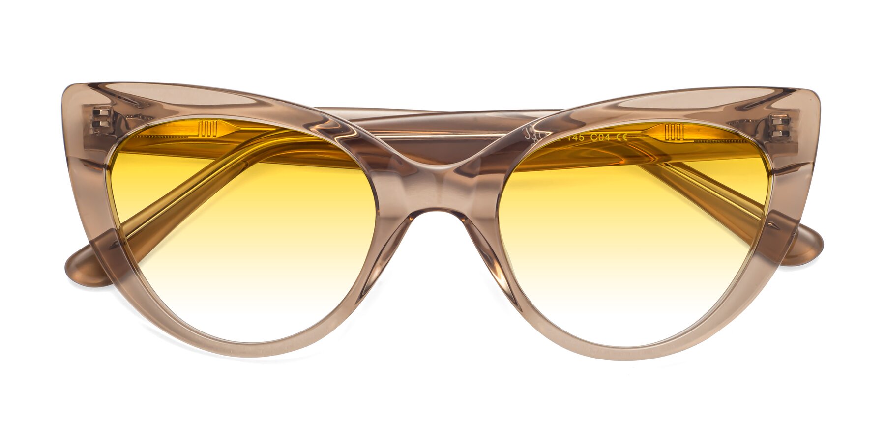 Folded Front of Tiesi in Caramel with Yellow Gradient Lenses