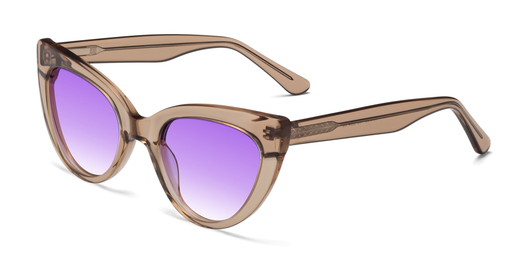 Angle of Tiesi in Caramel with Purple Gradient Lenses
