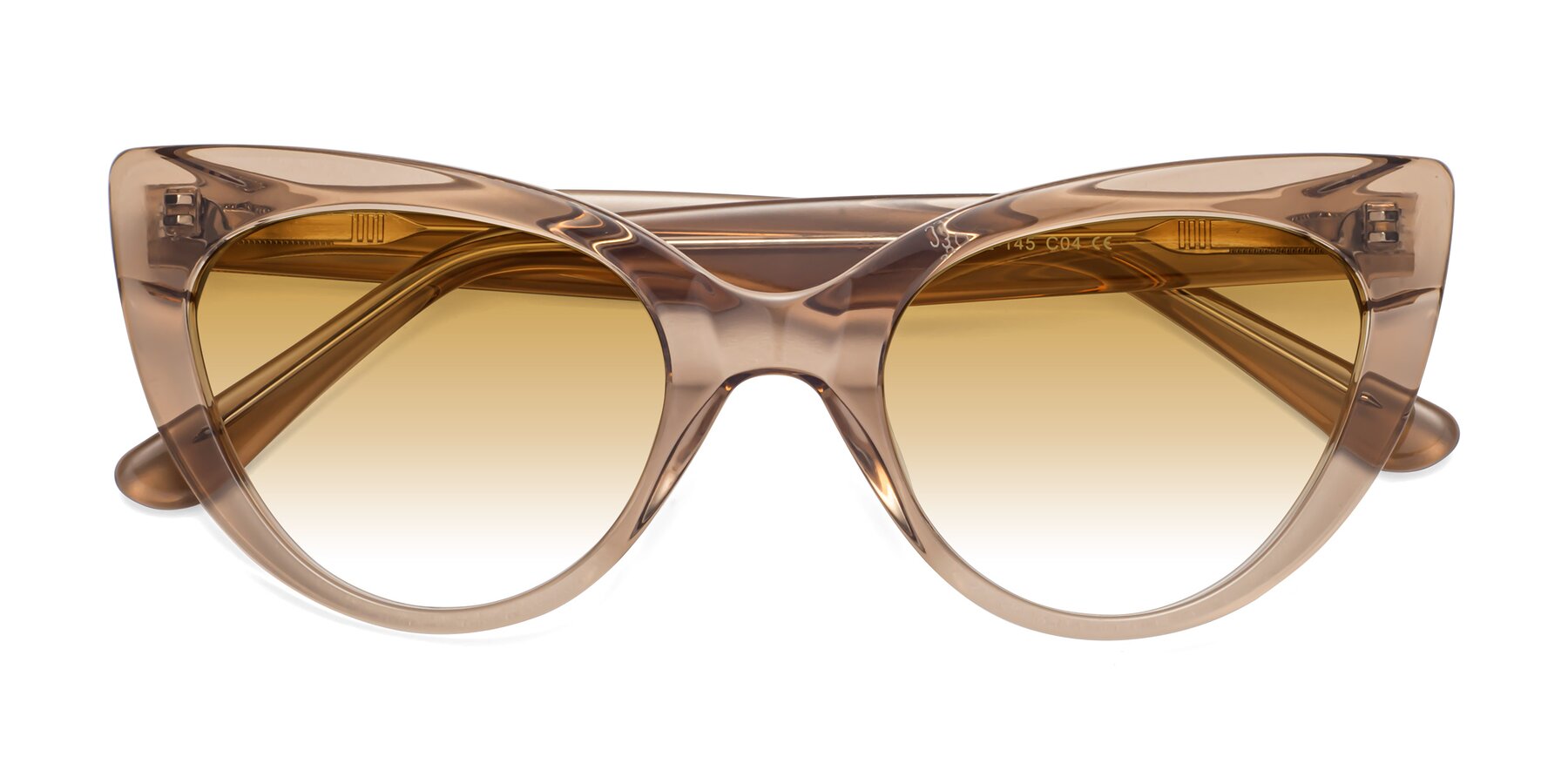 Folded Front of Tiesi in Caramel with Champagne Gradient Lenses