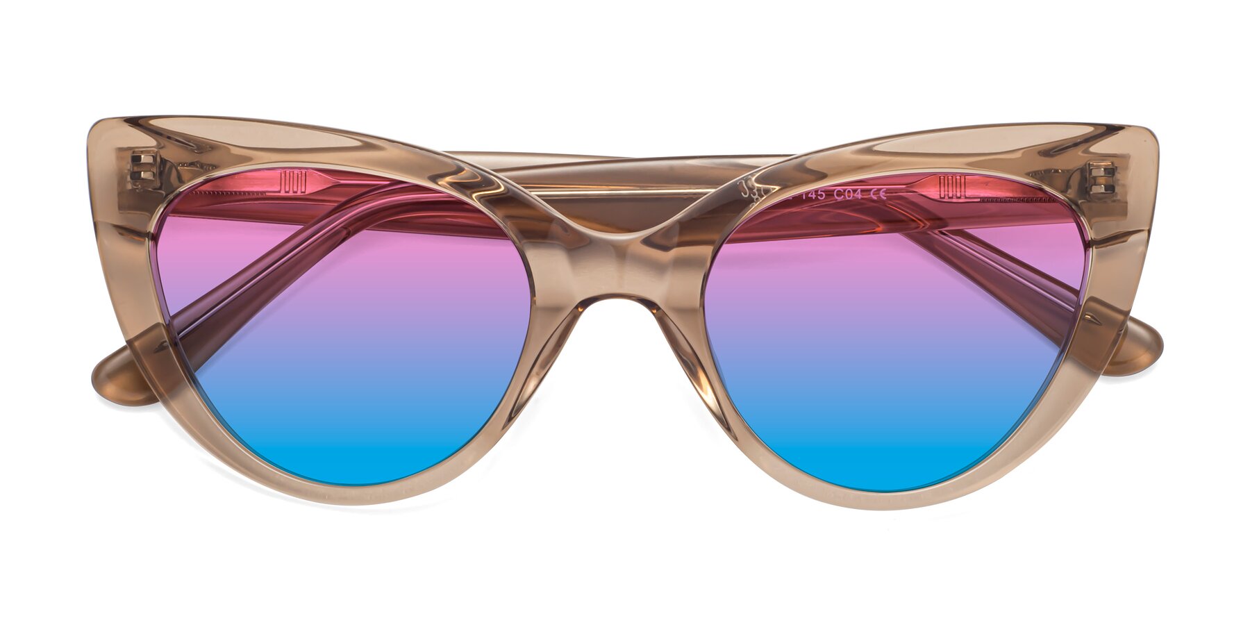 Folded Front of Tiesi in Caramel with Pink / Blue Gradient Lenses