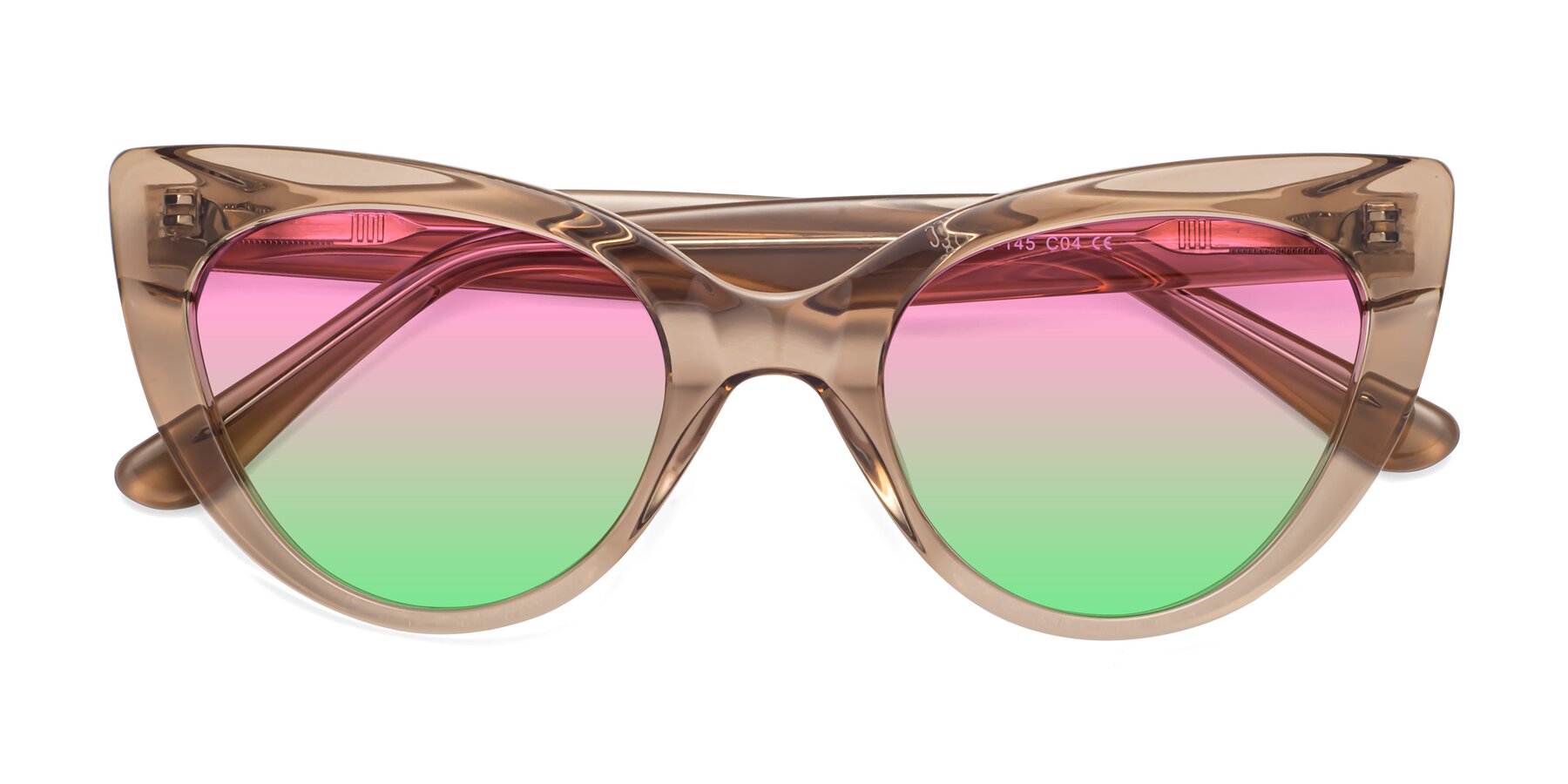 Folded Front of Tiesi in Caramel with Pink / Green Gradient Lenses