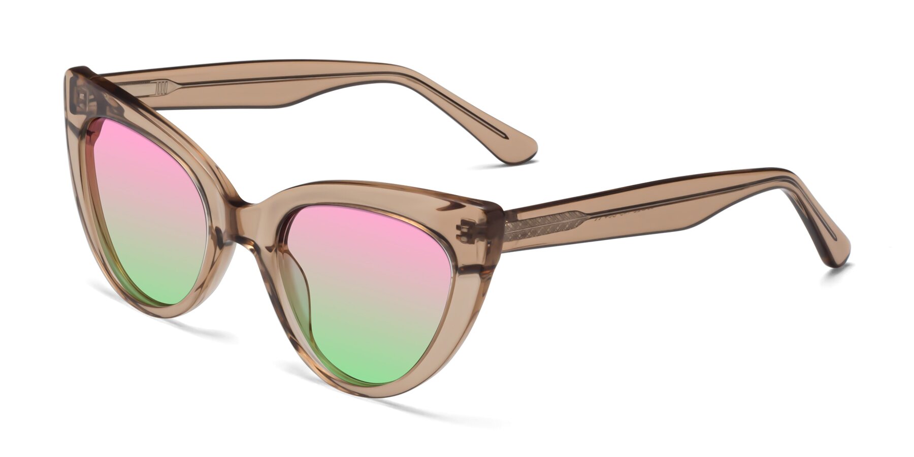 Angle of Tiesi in Caramel with Pink / Green Gradient Lenses