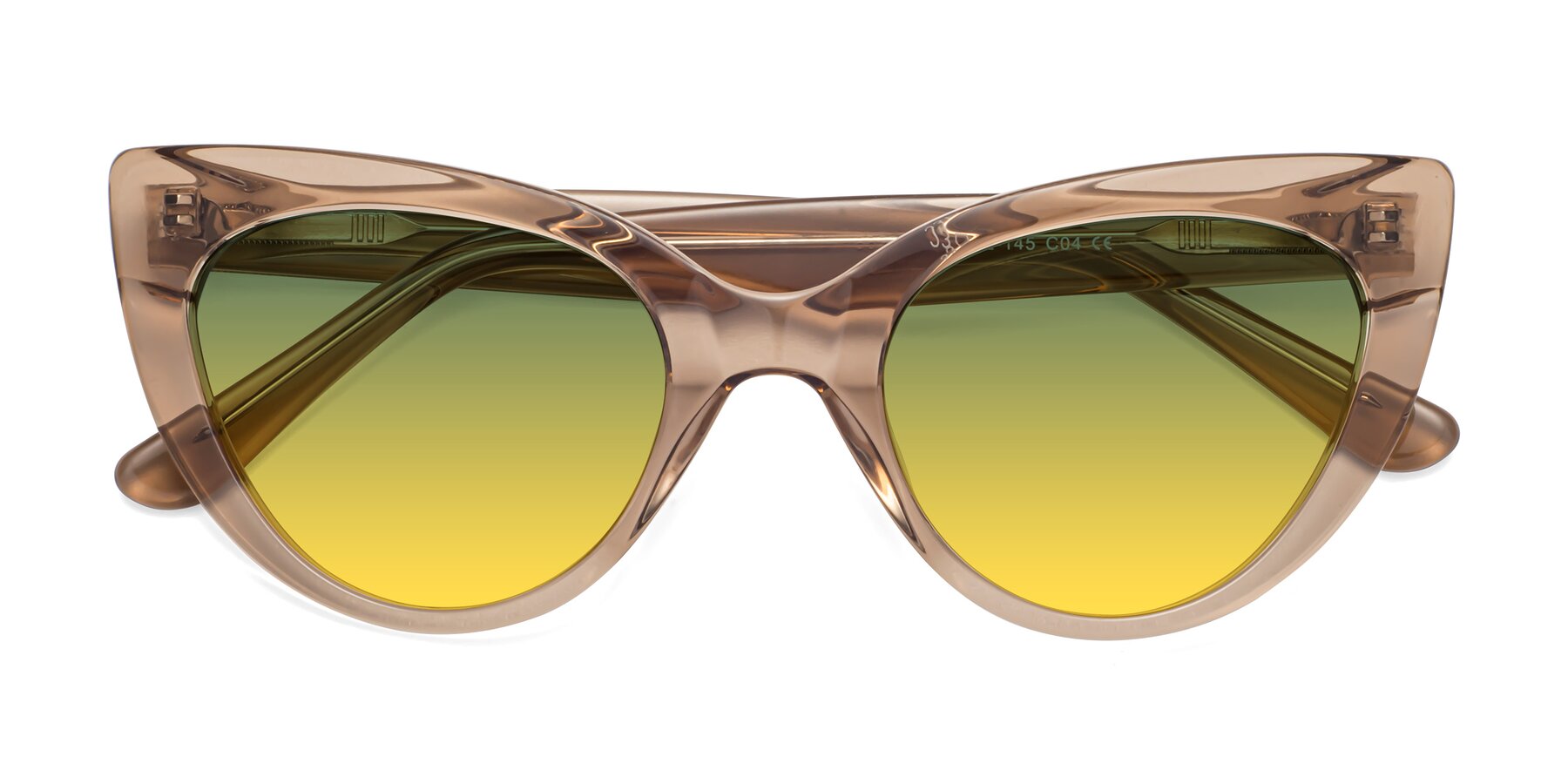 Folded Front of Tiesi in Caramel with Green / Yellow Gradient Lenses