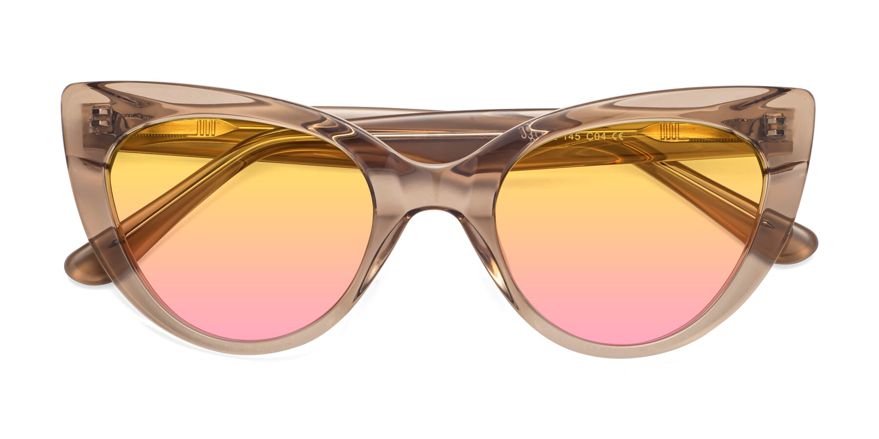 Folded Front of Tiesi in Caramel with Yellow / Pink Gradient Lenses