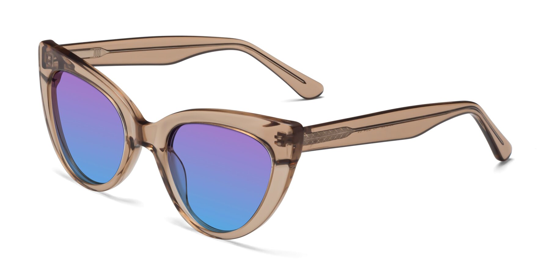Angle of Tiesi in Caramel with Purple / Blue Gradient Lenses