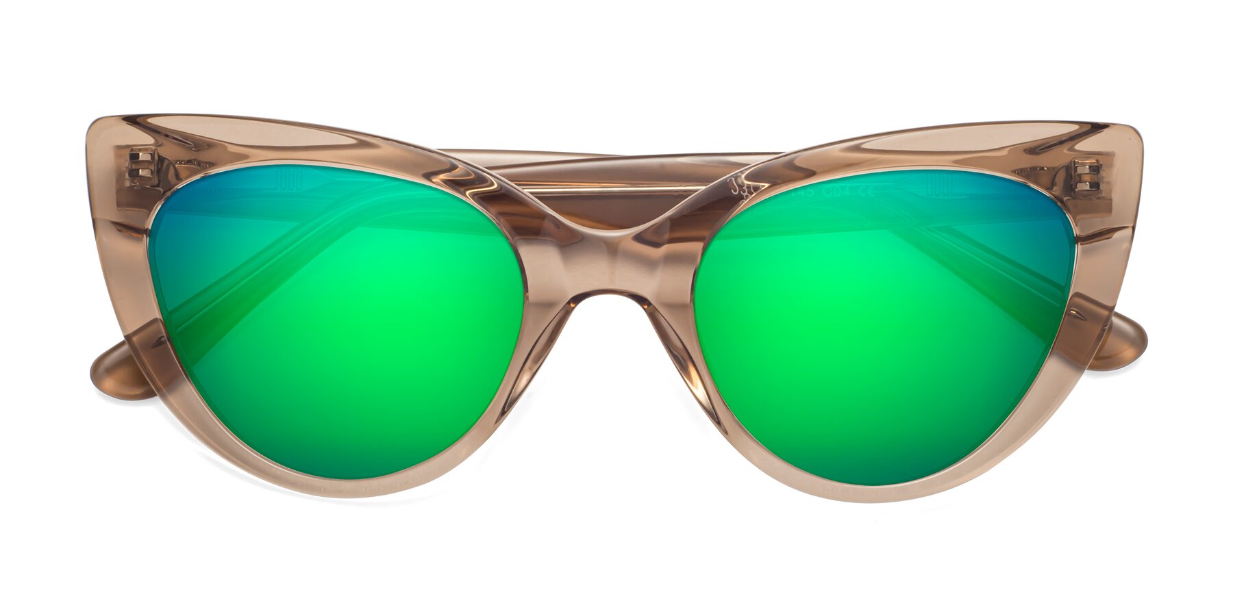 Folded Front of Tiesi in Caramel with Green Mirrored Lenses