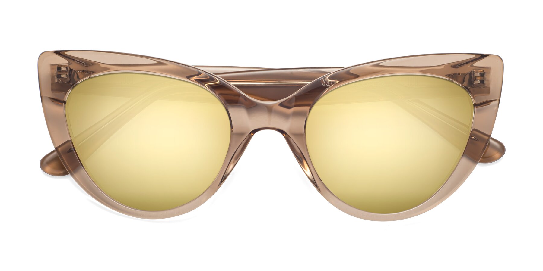 Folded Front of Tiesi in Caramel with Gold Mirrored Lenses