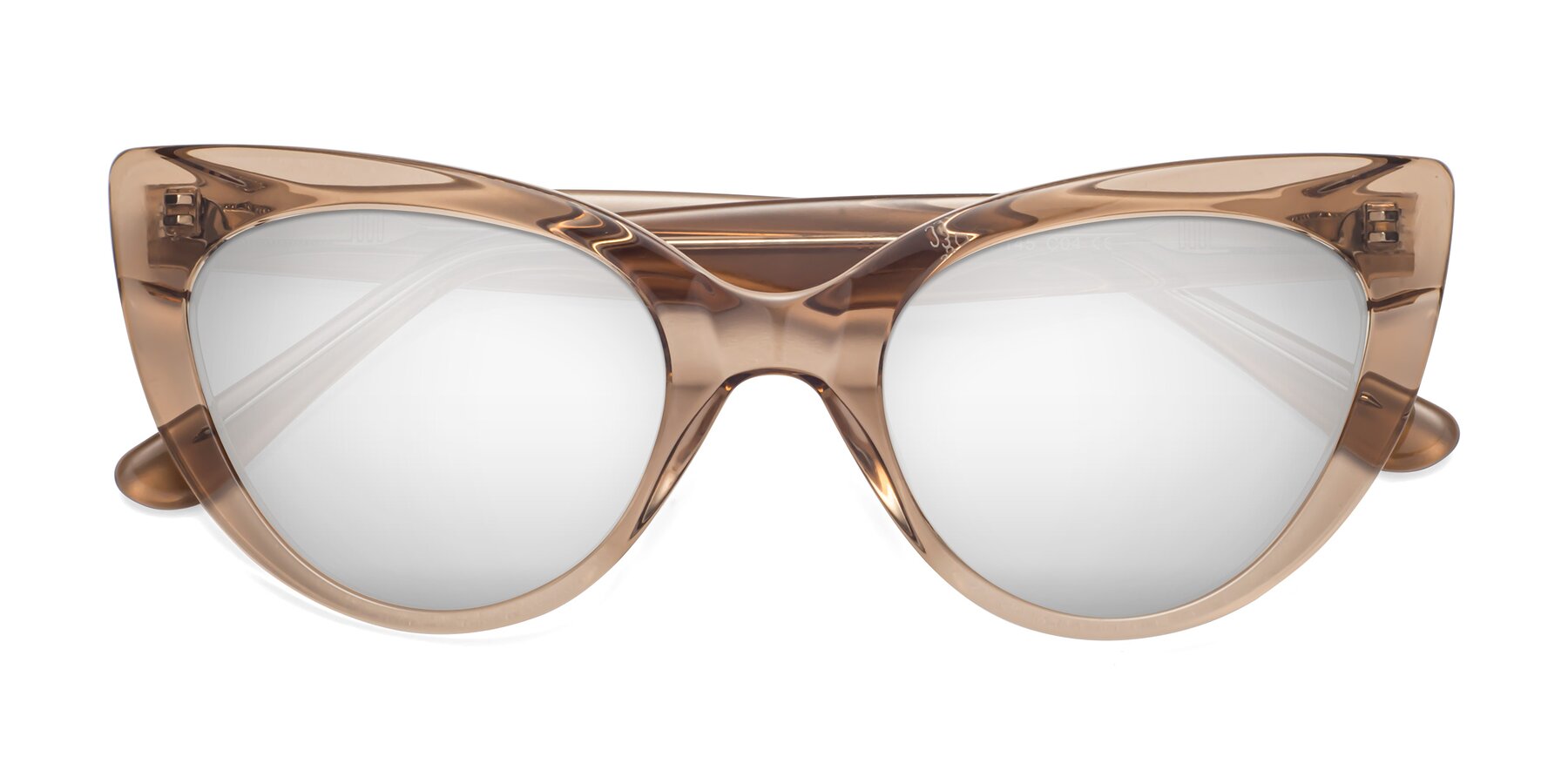 Folded Front of Tiesi in Caramel with Silver Mirrored Lenses