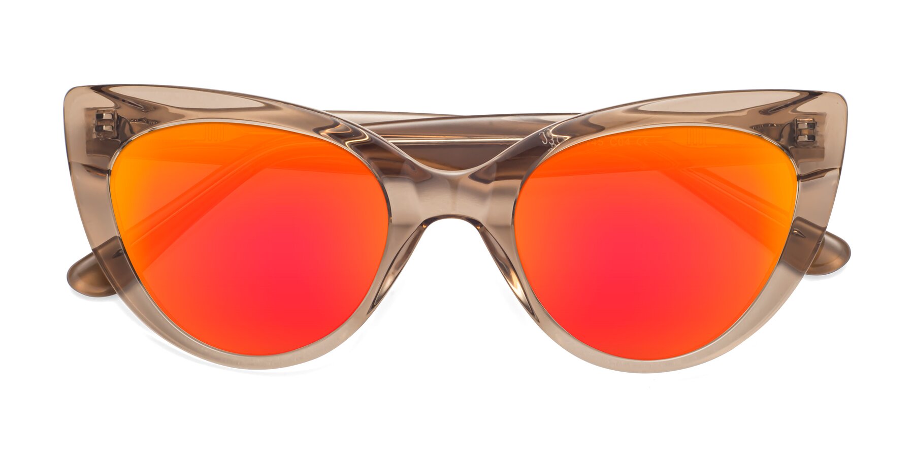 Folded Front of Tiesi in Caramel with Red Gold Mirrored Lenses
