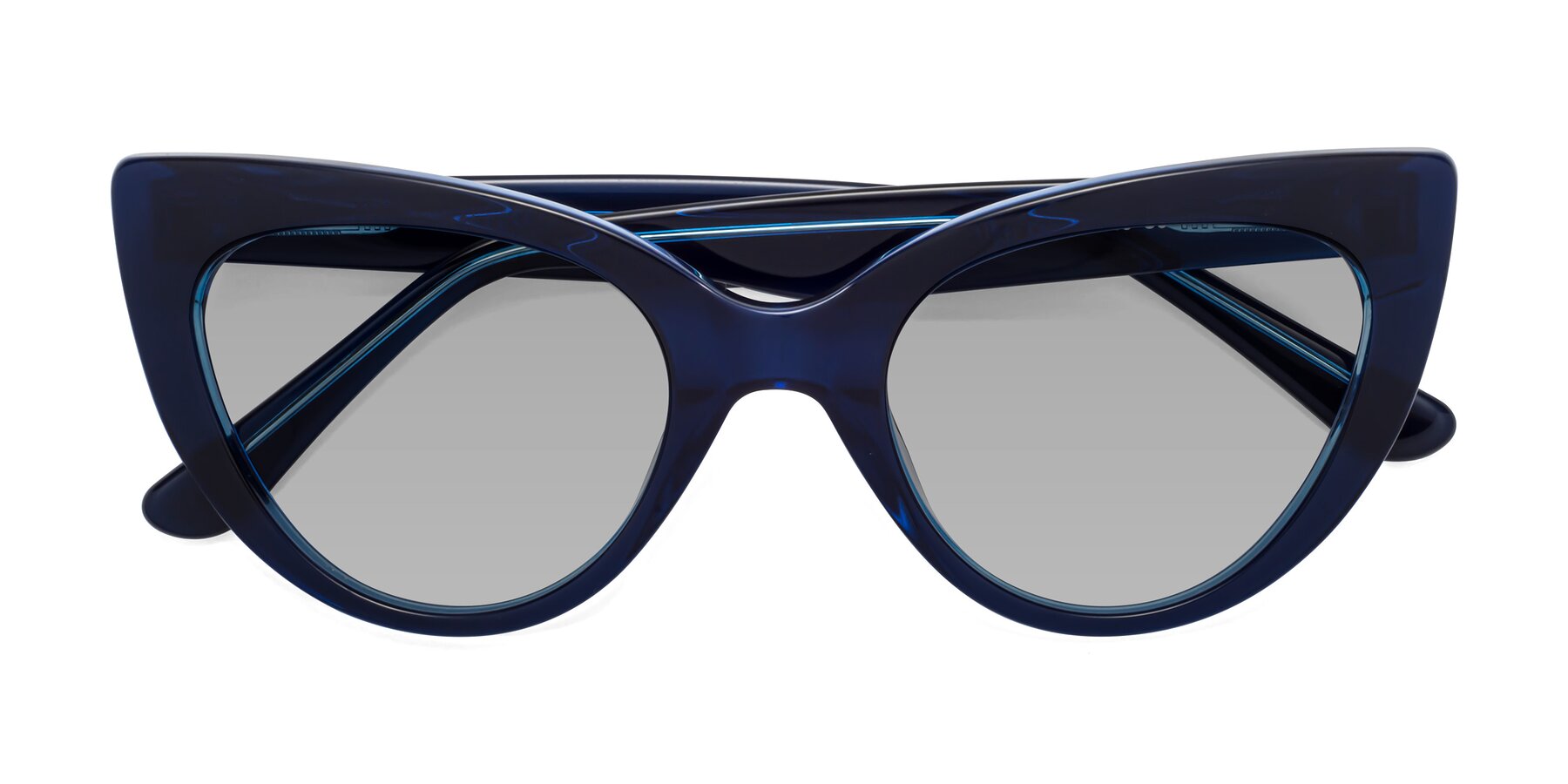 Folded Front of Tiesi in Midnight Blue with Light Gray Tinted Lenses