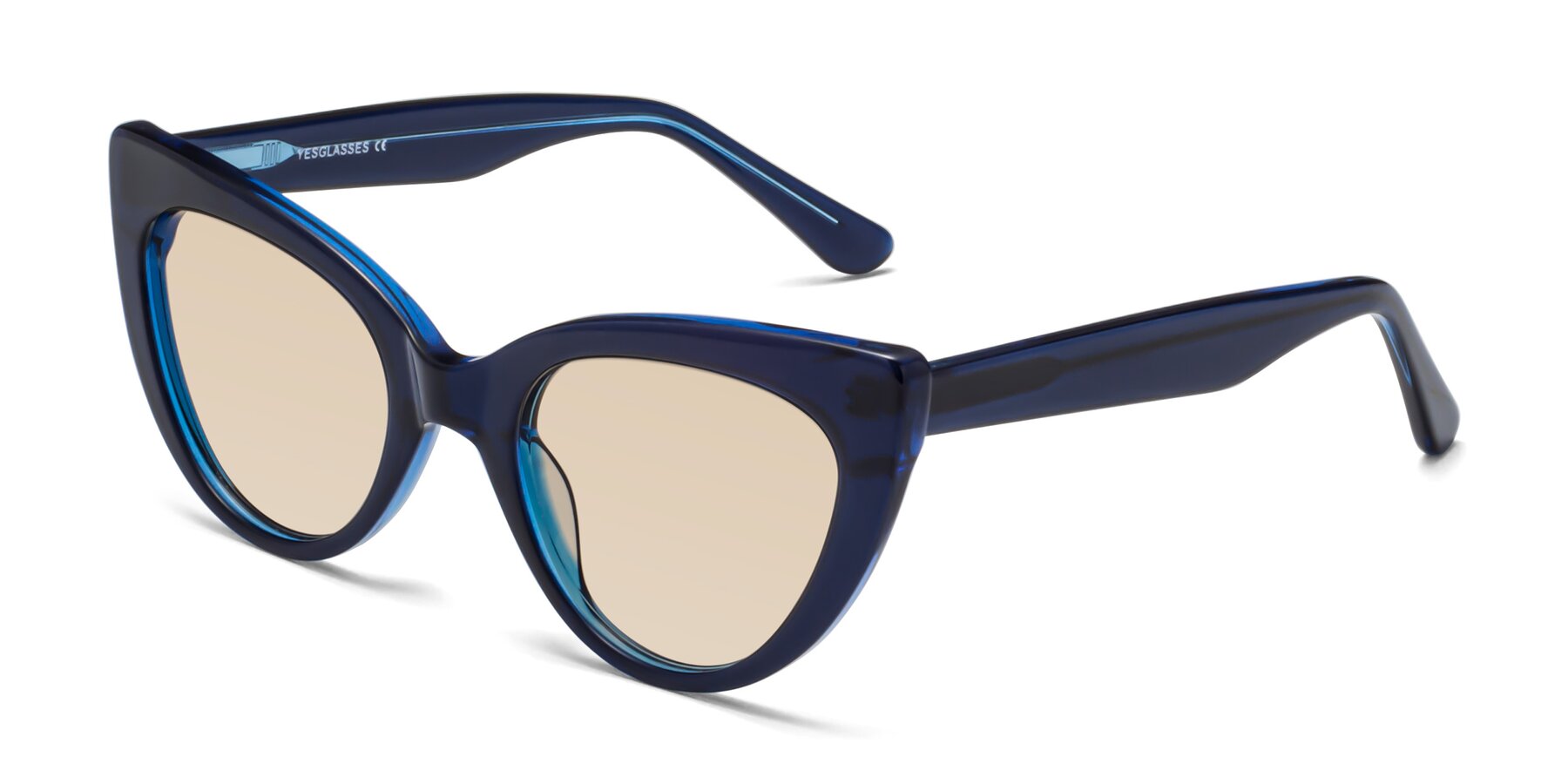 Angle of Tiesi in Midnight Blue with Light Brown Tinted Lenses