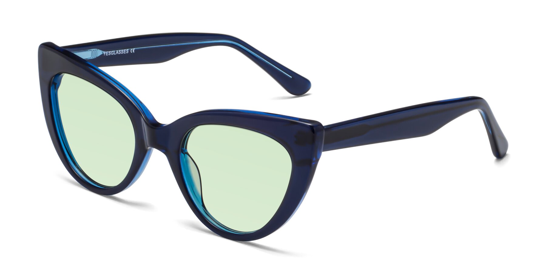 Angle of Tiesi in Midnight Blue with Light Green Tinted Lenses
