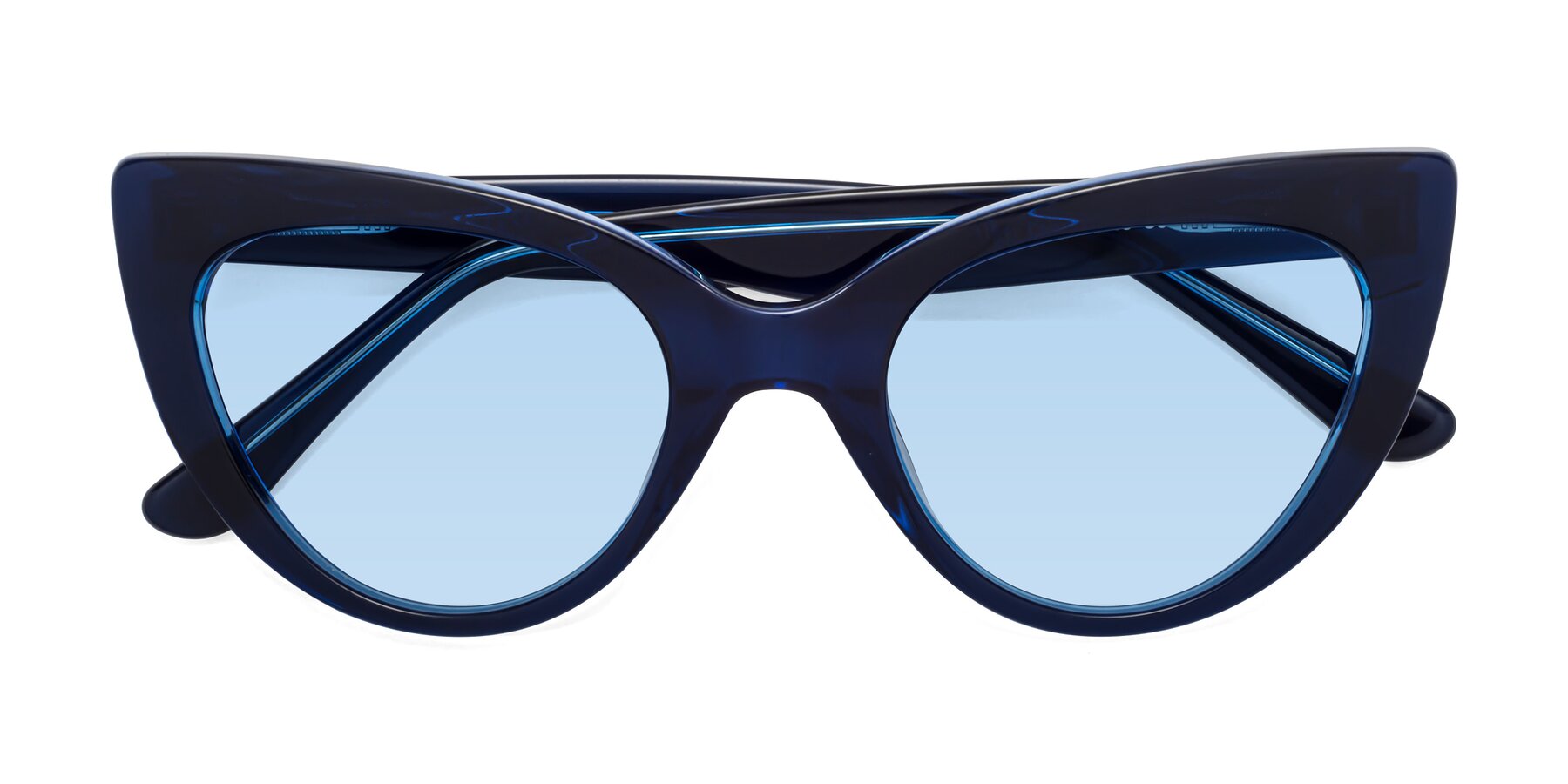 Folded Front of Tiesi in Midnight Blue with Light Blue Tinted Lenses
