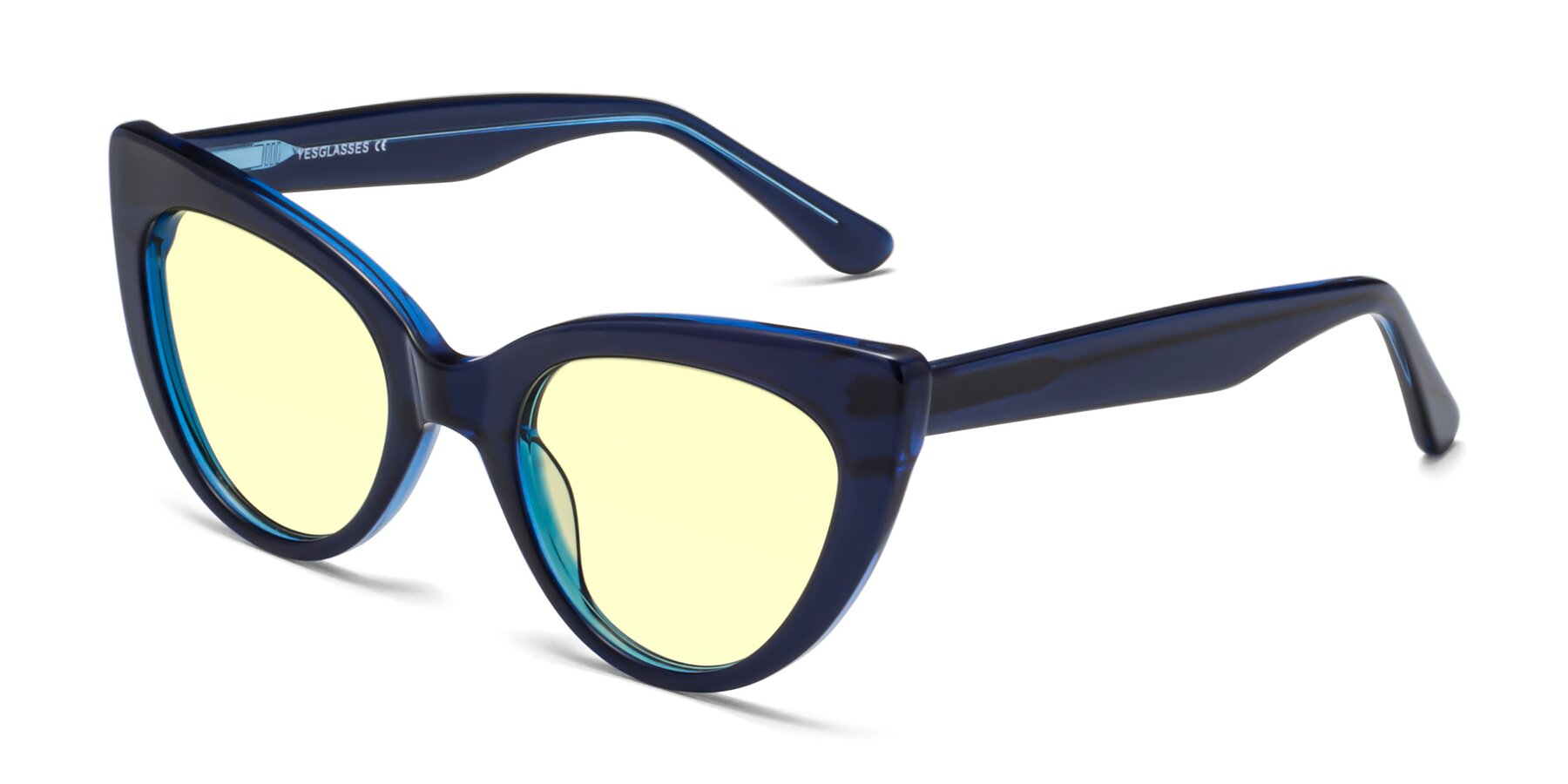 Angle of Tiesi in Midnight Blue with Light Yellow Tinted Lenses