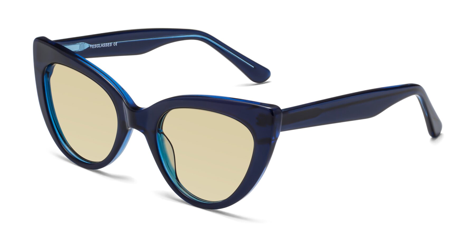 Angle of Tiesi in Midnight Blue with Light Champagne Tinted Lenses