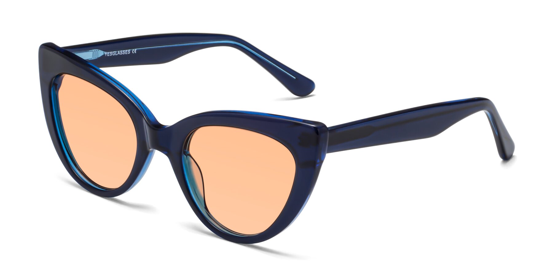 Angle of Tiesi in Midnight Blue with Light Orange Tinted Lenses