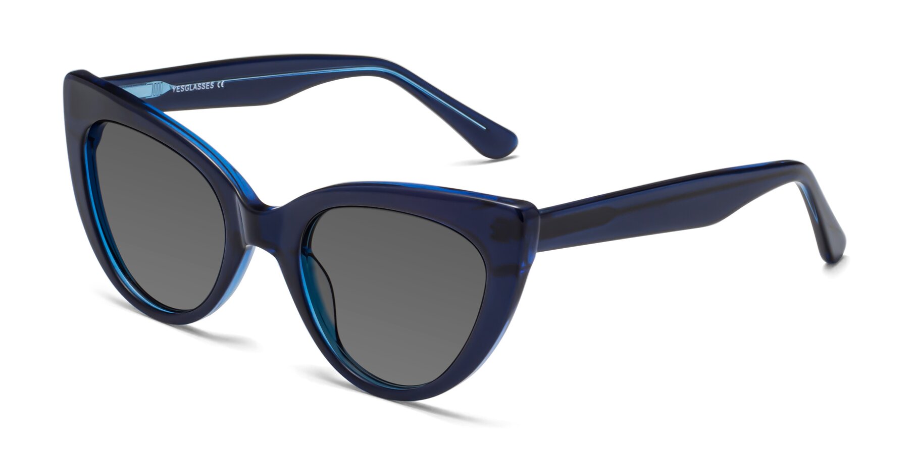 Angle of Tiesi in Midnight Blue with Medium Gray Tinted Lenses