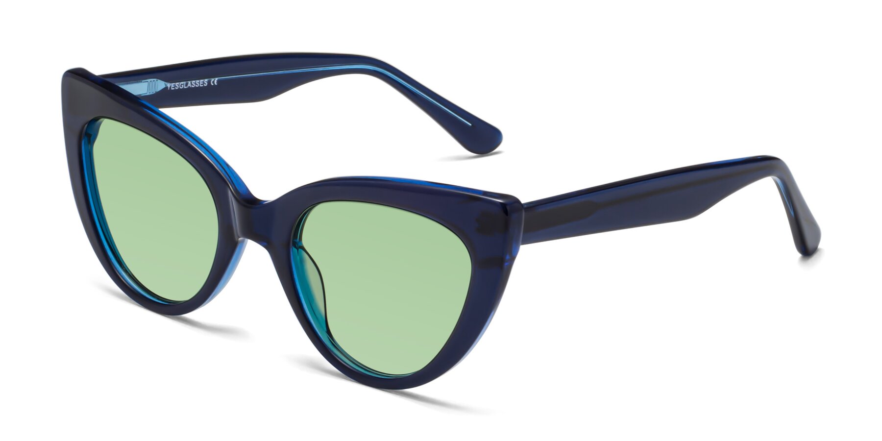Angle of Tiesi in Midnight Blue with Medium Green Tinted Lenses