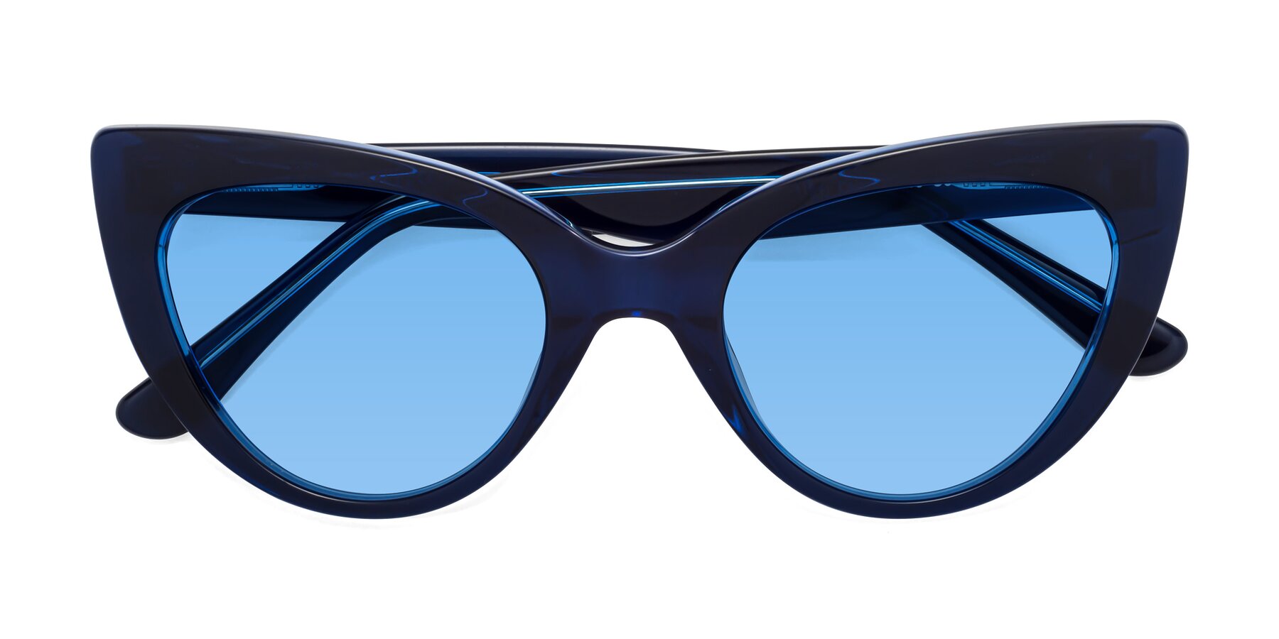 Folded Front of Tiesi in Midnight Blue with Medium Blue Tinted Lenses