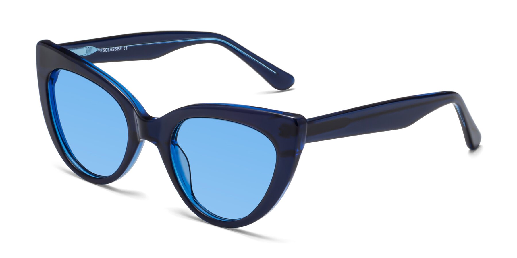 Angle of Tiesi in Midnight Blue with Medium Blue Tinted Lenses