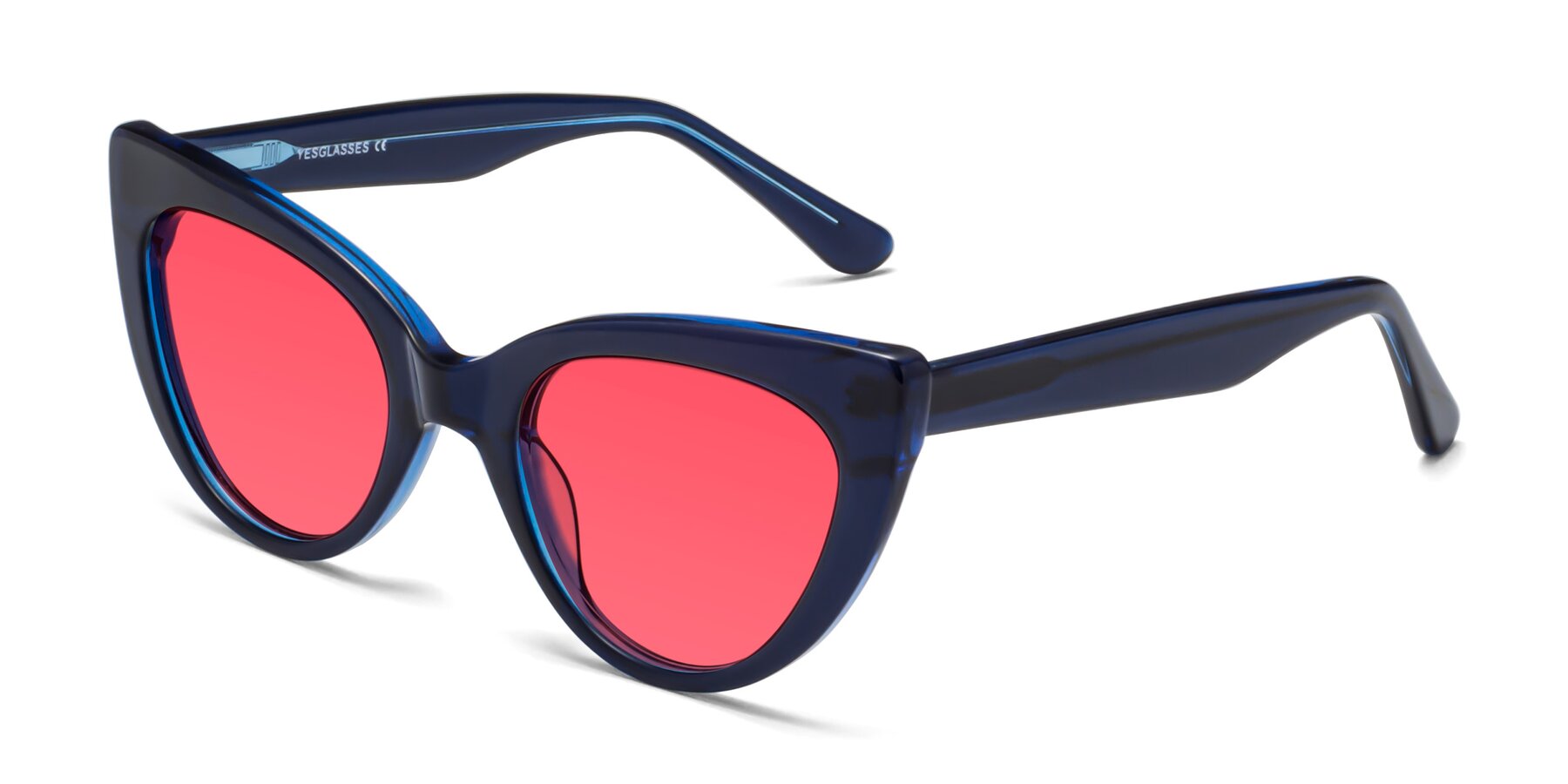 Angle of Tiesi in Midnight Blue with Red Tinted Lenses