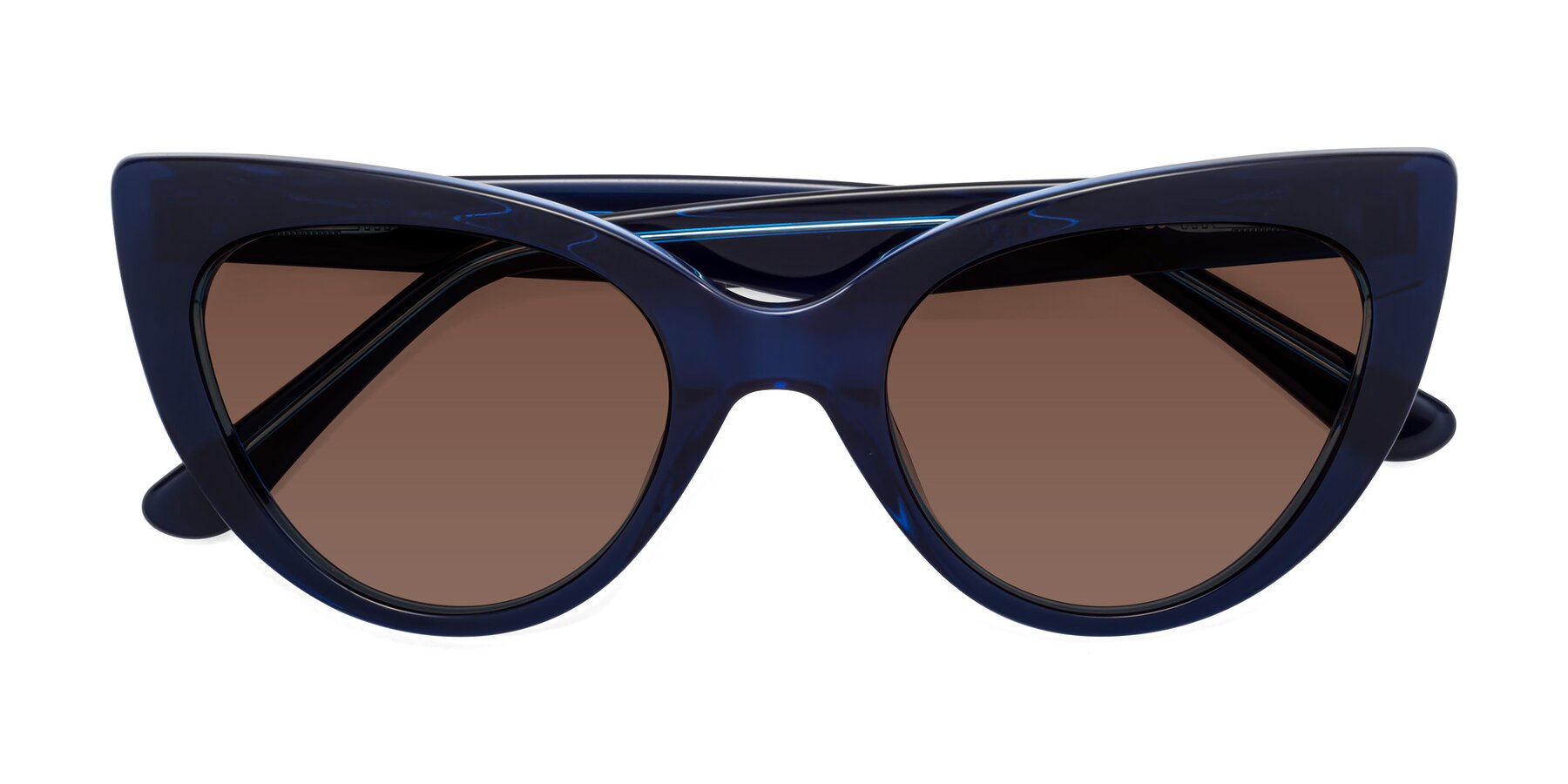 Folded Front of Tiesi in Midnight Blue with Brown Tinted Lenses