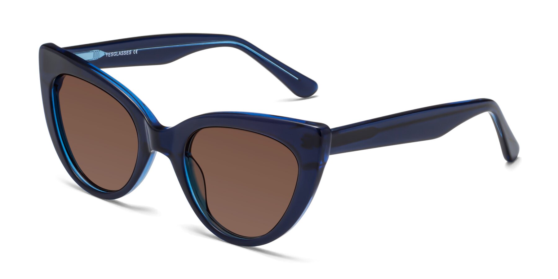 Angle of Tiesi in Midnight Blue with Brown Tinted Lenses