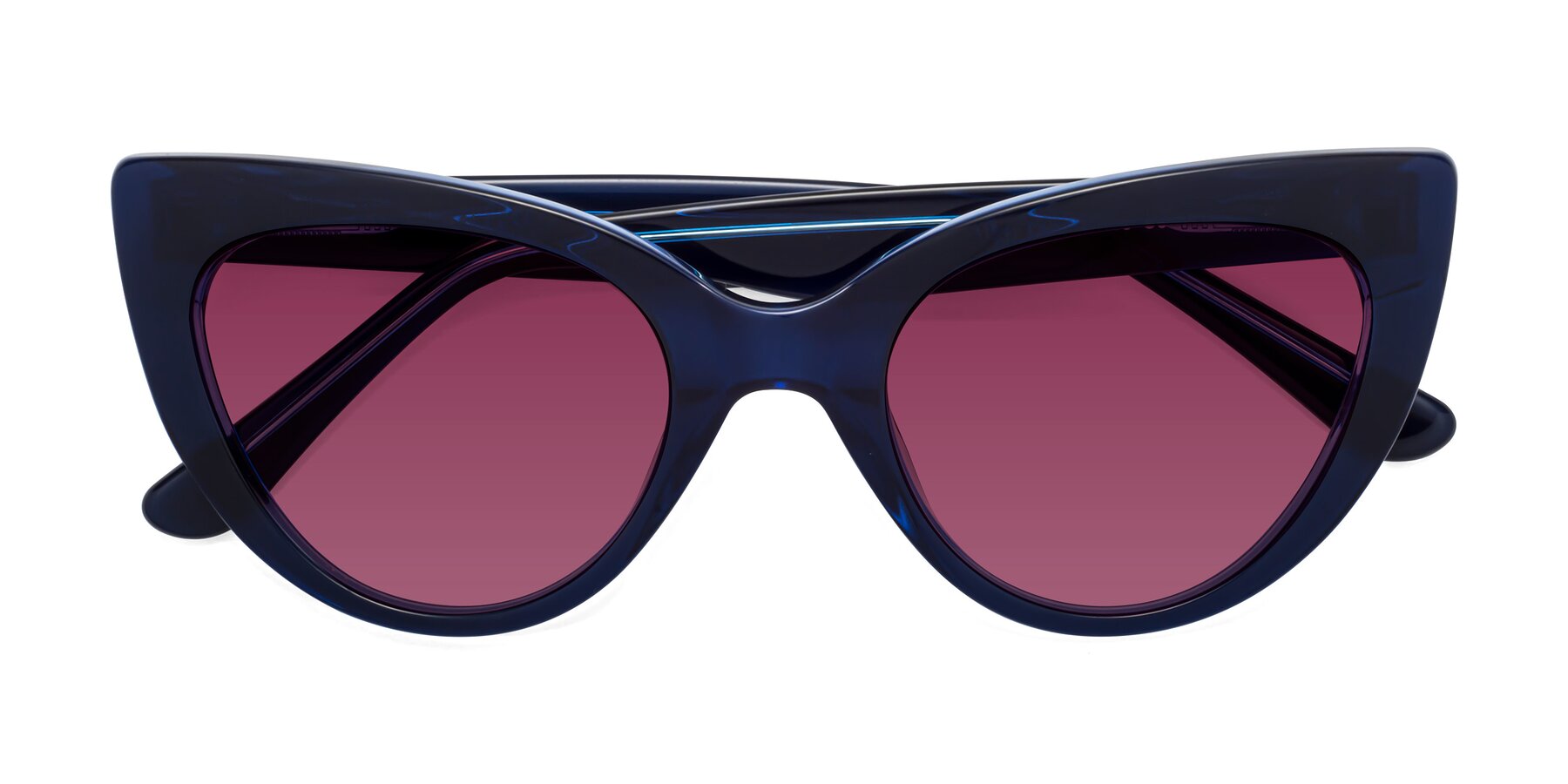 Folded Front of Tiesi in Midnight Blue with Wine Tinted Lenses