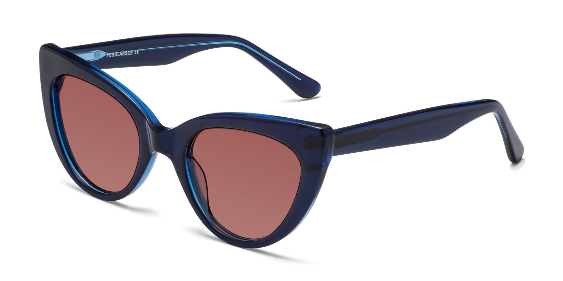 Angle of Tiesi in Midnight Blue with Garnet Tinted Lenses