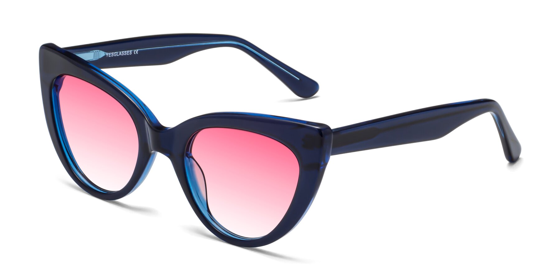 Angle of Tiesi in Midnight Blue with Pink Gradient Lenses