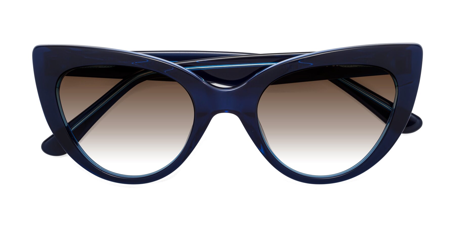Folded Front of Tiesi in Midnight Blue with Brown Gradient Lenses