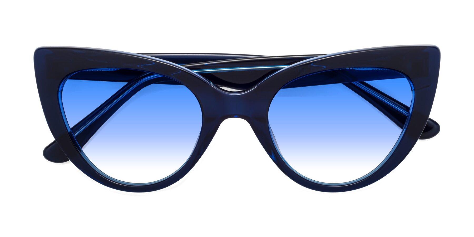 Folded Front of Tiesi in Midnight Blue with Blue Gradient Lenses