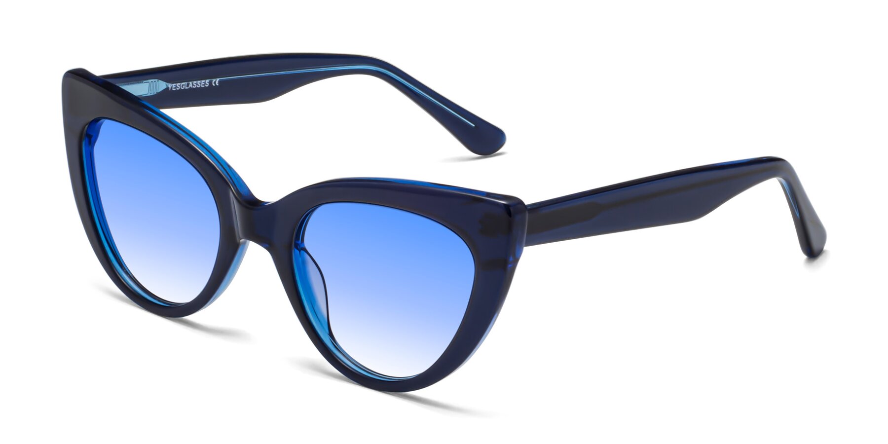 Angle of Tiesi in Midnight Blue with Blue Gradient Lenses