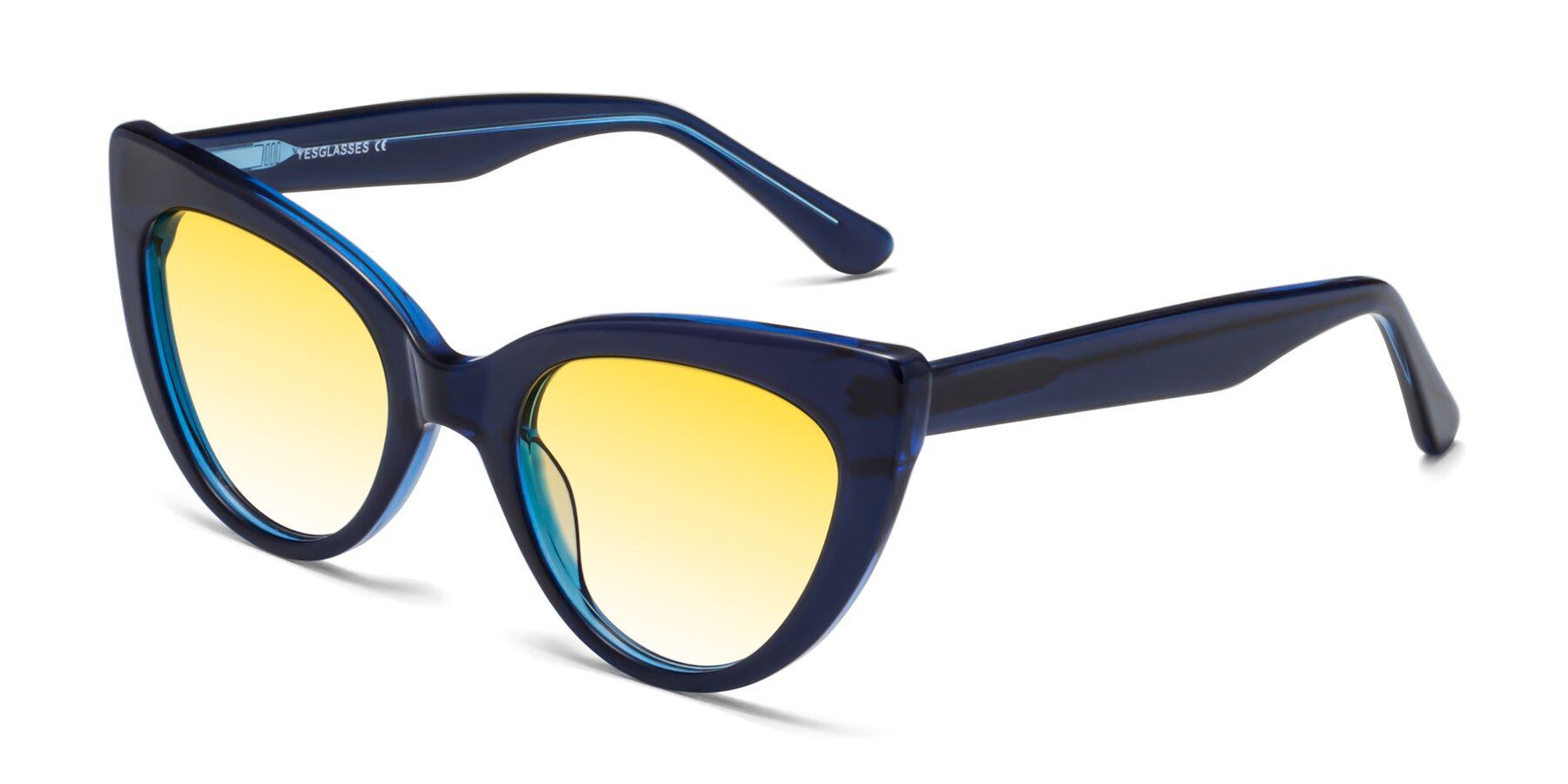 Angle of Tiesi in Midnight Blue with Yellow Gradient Lenses