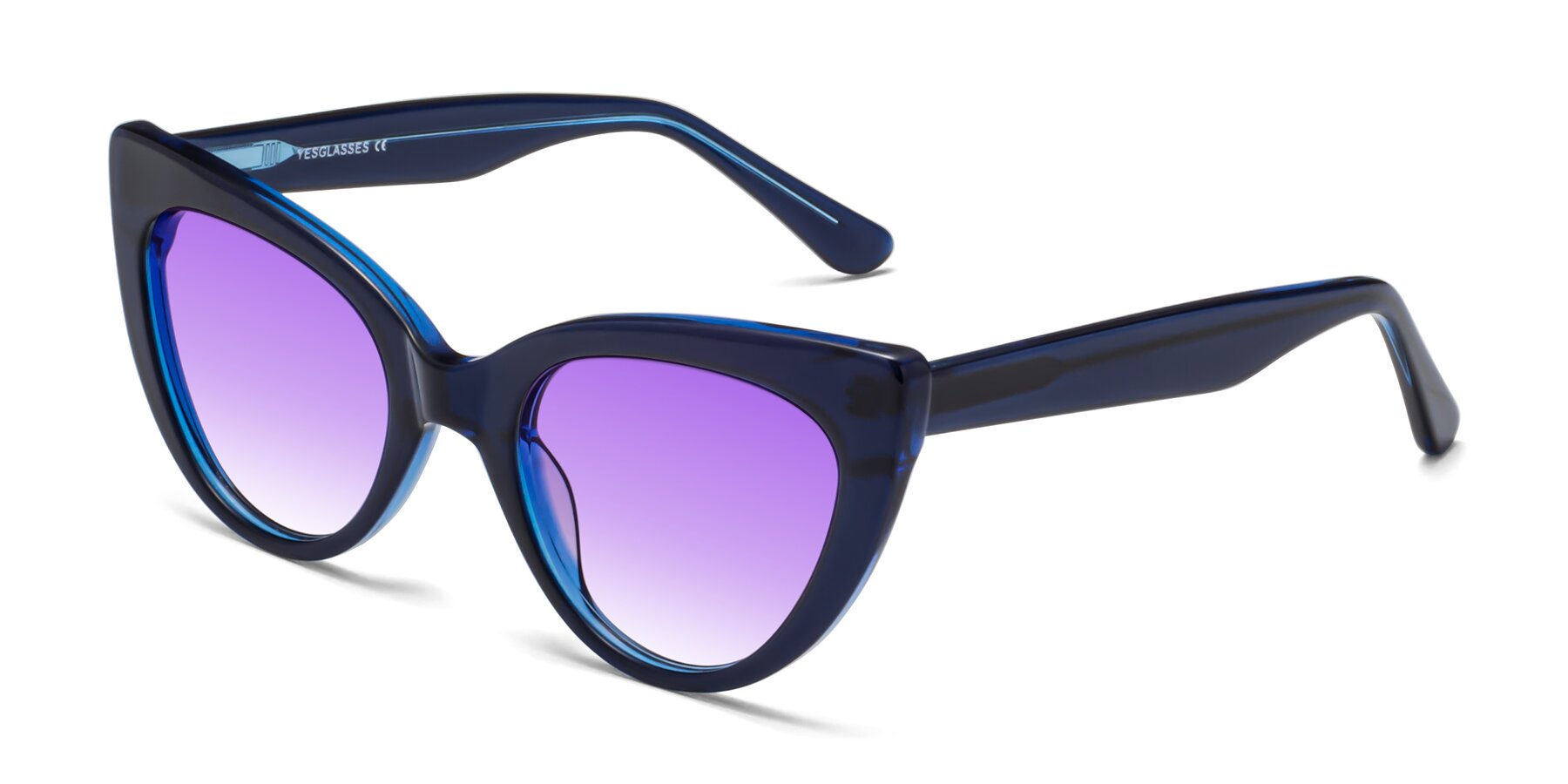 Angle of Tiesi in Midnight Blue with Purple Gradient Lenses
