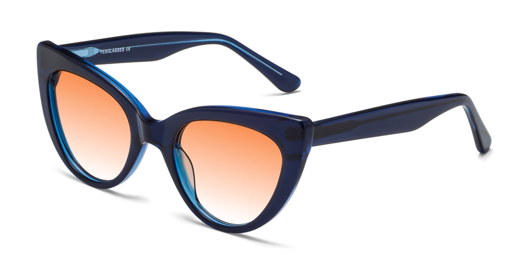 Angle of Tiesi in Midnight Blue with Orange Gradient Lenses