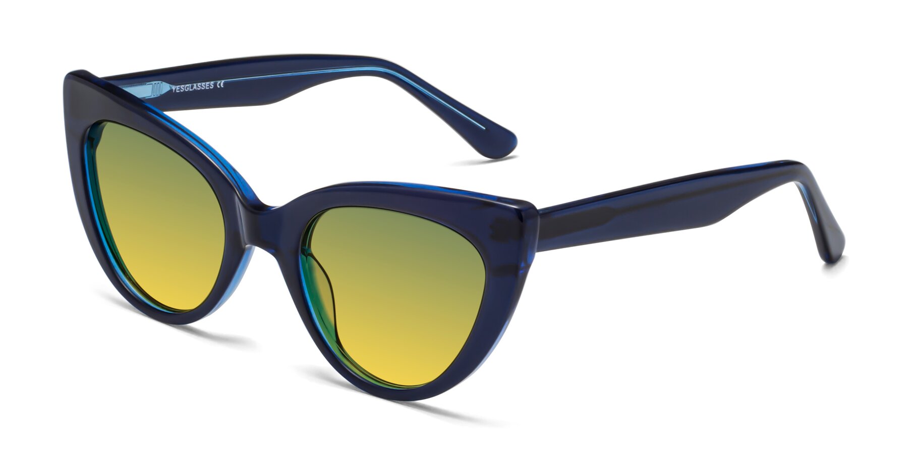 Angle of Tiesi in Midnight Blue with Green / Yellow Gradient Lenses