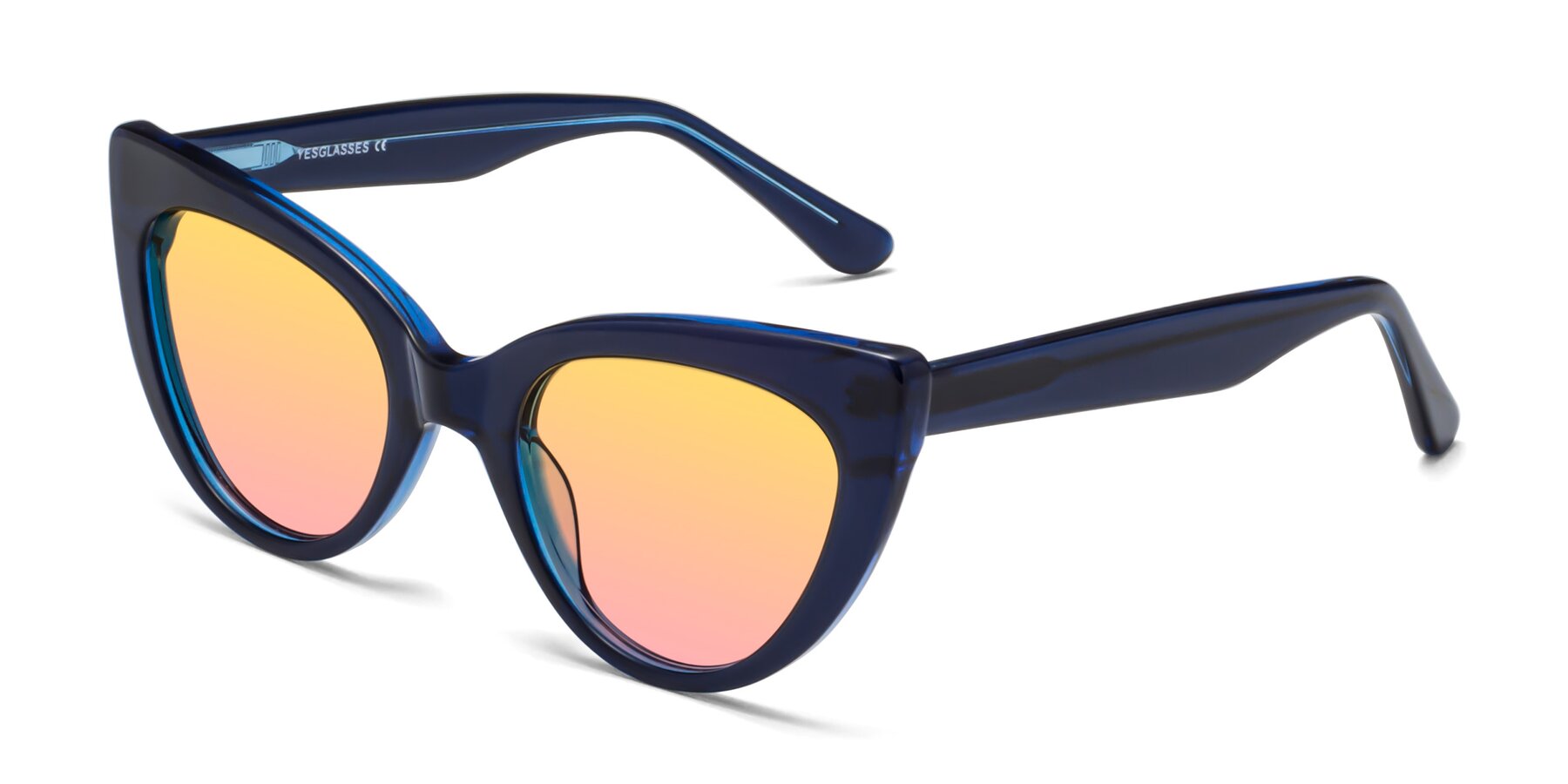 Angle of Tiesi in Midnight Blue with Yellow / Pink Gradient Lenses