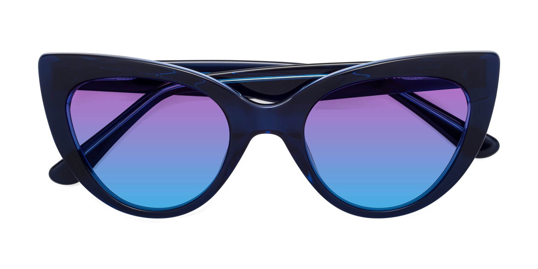 Folded Front of Tiesi in Midnight Blue with Purple / Blue Gradient Lenses