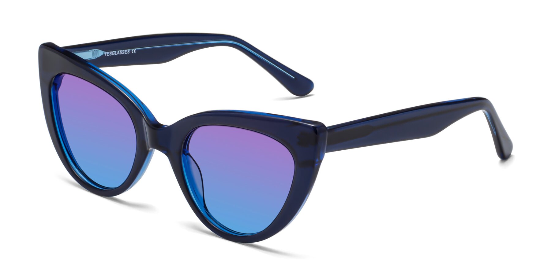 Angle of Tiesi in Midnight Blue with Purple / Blue Gradient Lenses