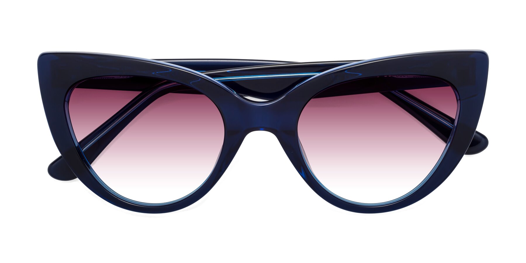 Folded Front of Tiesi in Midnight Blue with Wine Gradient Lenses