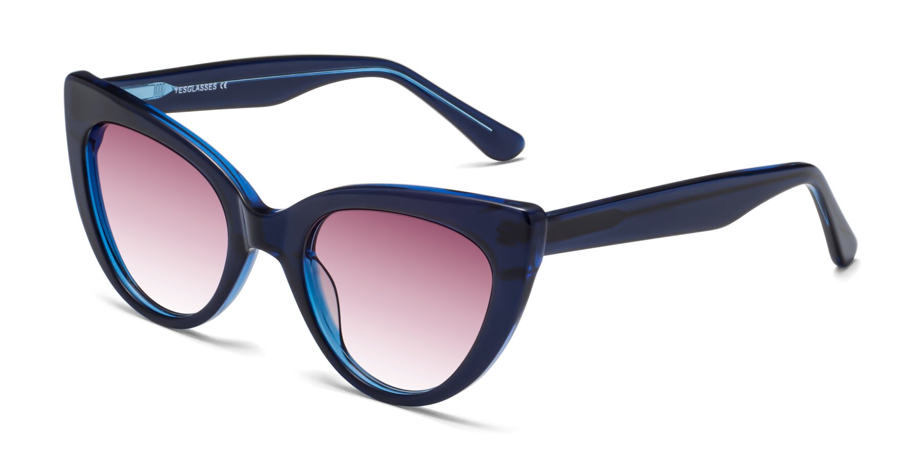 Angle of Tiesi in Midnight Blue with Wine Gradient Lenses