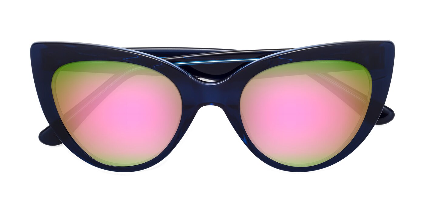 Tiesi - Midnight Blue Flash Mirrored Sunglasses