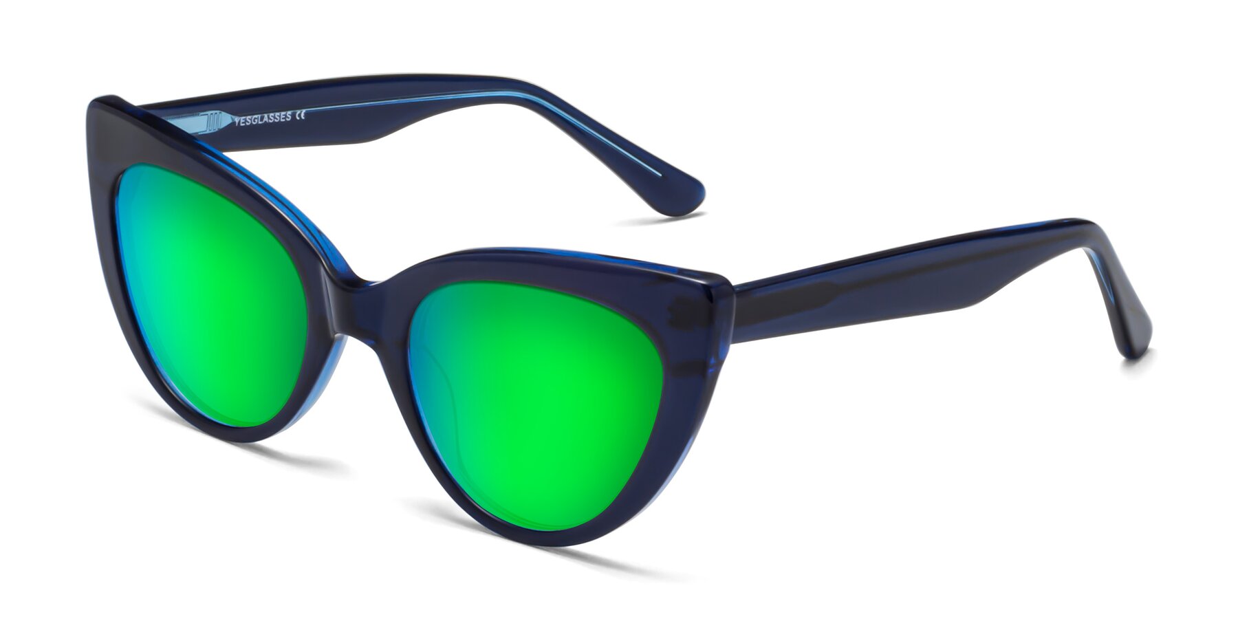 Angle of Tiesi in Midnight Blue with Green Mirrored Lenses