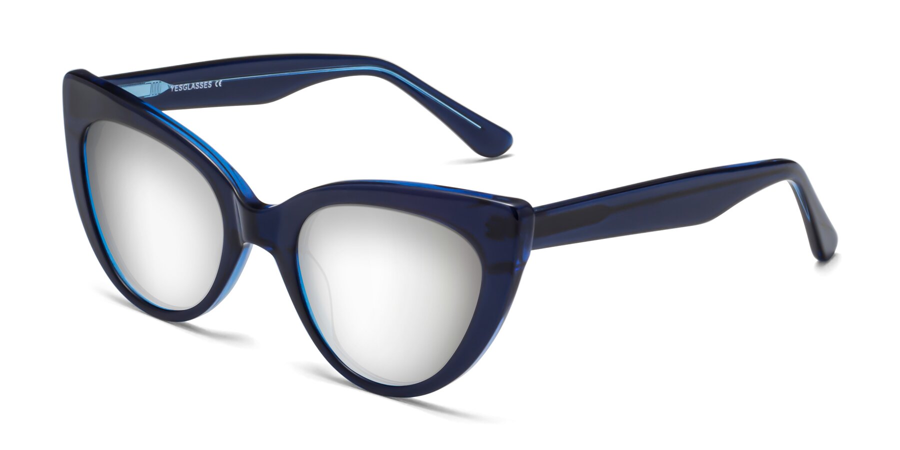 Angle of Tiesi in Midnight Blue with Silver Mirrored Lenses