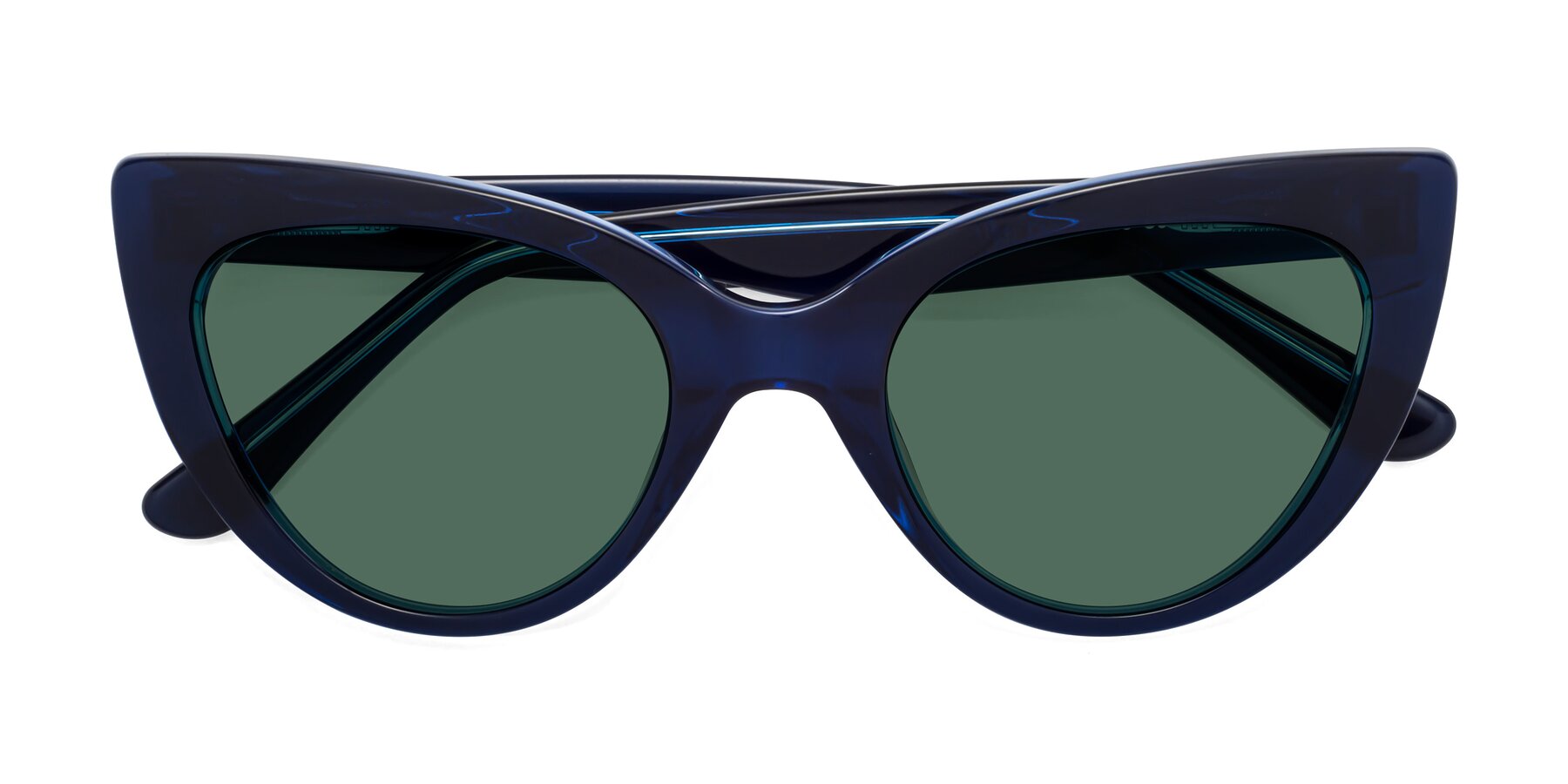 Folded Front of Tiesi in Midnight Blue with Green Polarized Lenses