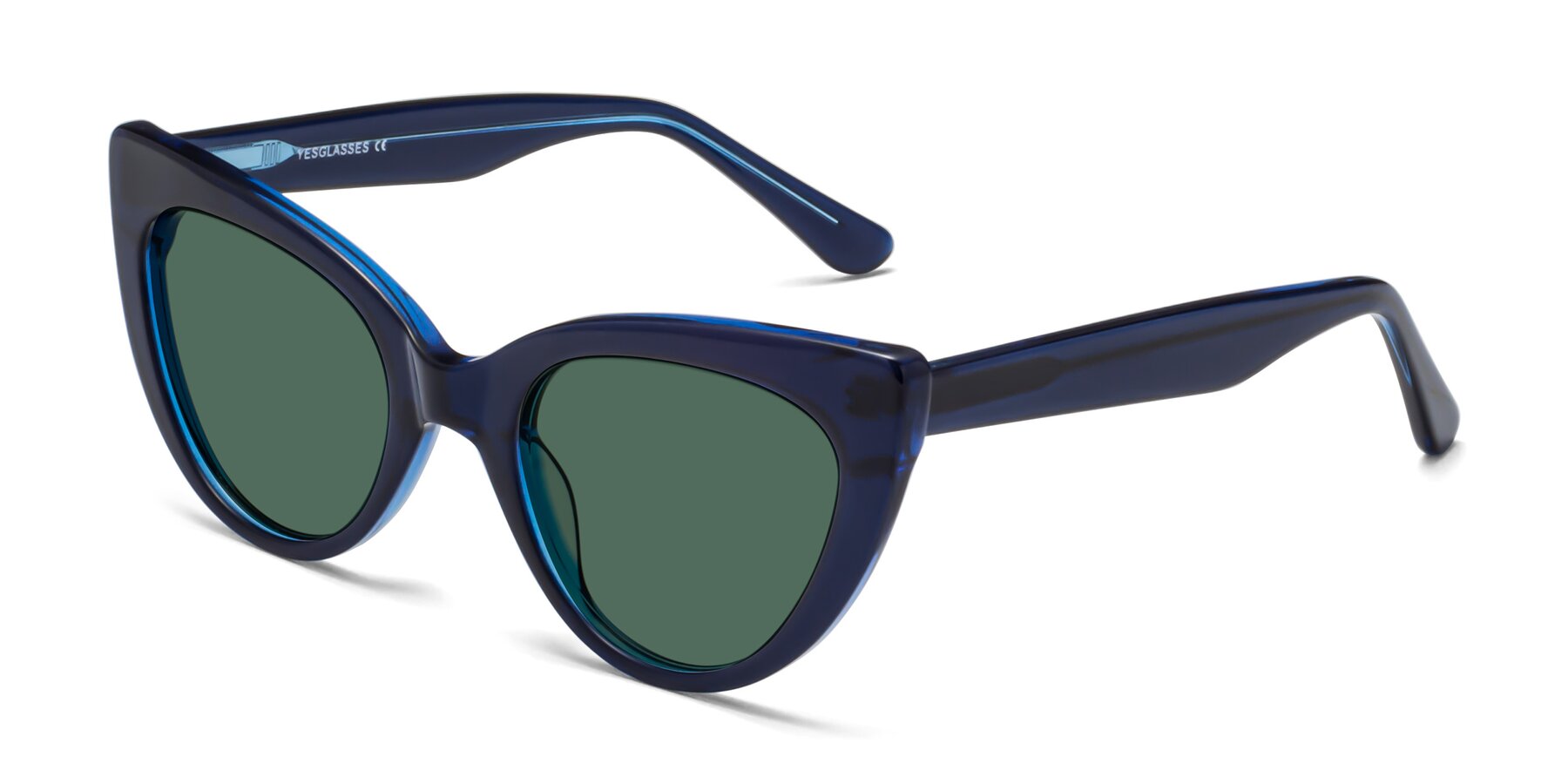 Angle of Tiesi in Midnight Blue with Green Polarized Lenses